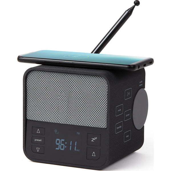 Lexon Oslo News Lite Alarm Clock Radio W/ Bluetooth Speaker & Wireless Charger