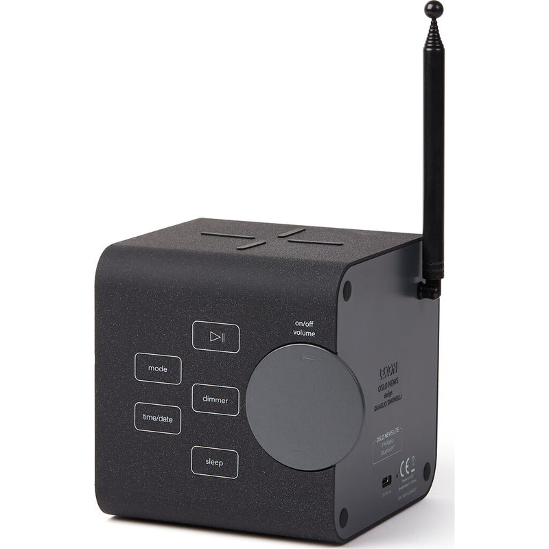 Lexon Oslo News Lite Alarm Clock Radio W/ Bluetooth Speaker & Wireless Charger