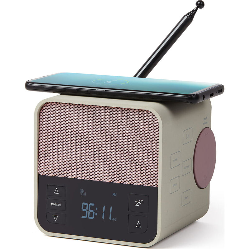 Lexon Oslo News Lite Alarm Clock Radio W/ Bluetooth Speaker & Wireless Charger