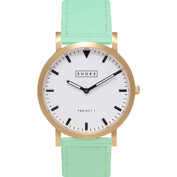 Shore Projects Portland Watch with Classic Strap | Gold / White / Mint S022G