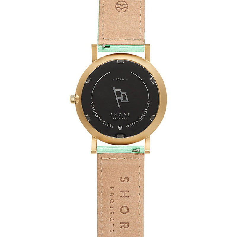 Shore Projects Portland Watch with Classic Strap | Gold / White / Mint S022G