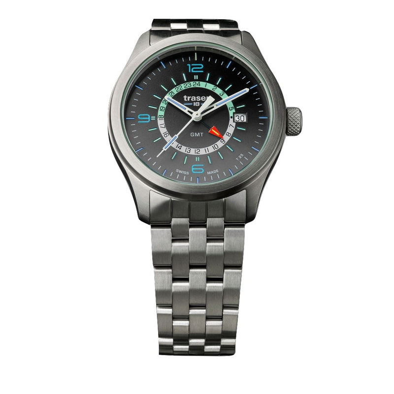 traser H3 Silver P59 Aurora GMT Watch | Steel Strap