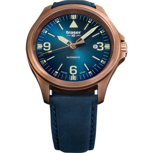 traser H3 Blue P67 Officer Automatic Watch | Leather Strap 108074