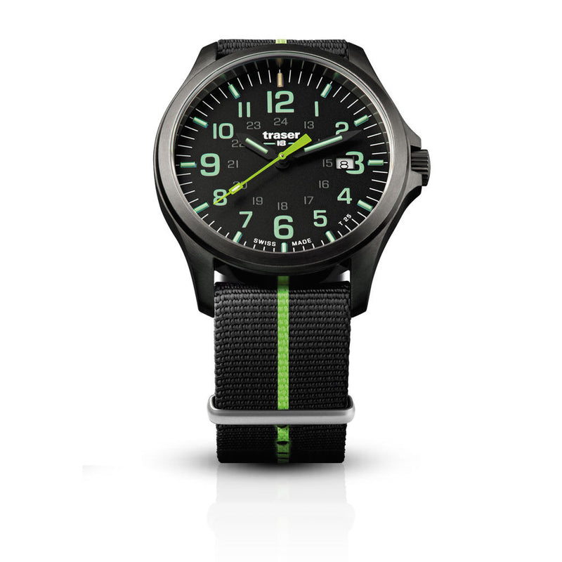 traser H3 Black/Lime P67 Officer Pro Gunmetal Watch | Textile Strap72-107426