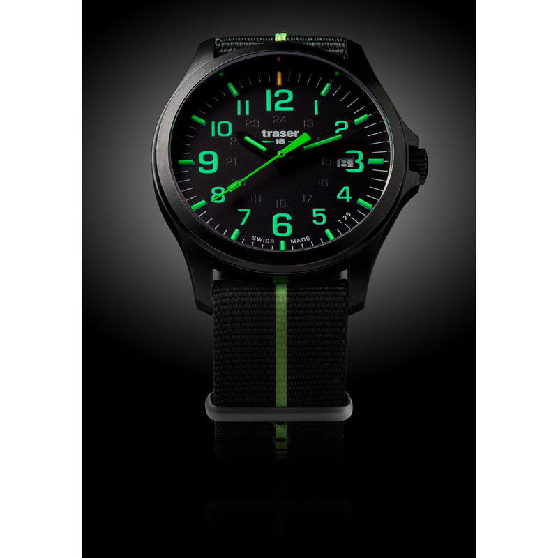 traser H3 Black/Lime P67 Officer Pro Gunmetal Watch | Textile Strap