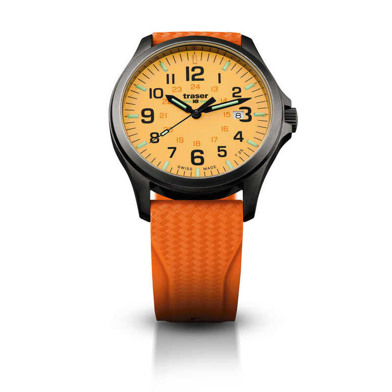 traser H3 Orange P67 Officer Pro Gunmetal Watch | Rubber Strap75-107423