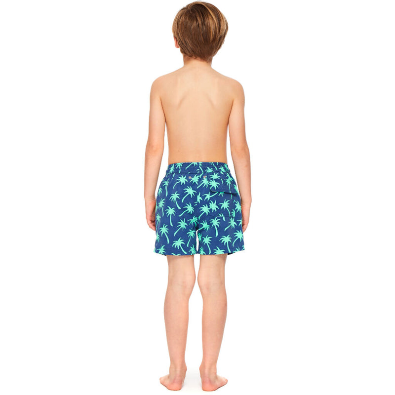 Tom & Teddy Boy's Palms Shorts | Navy & Spring Green 