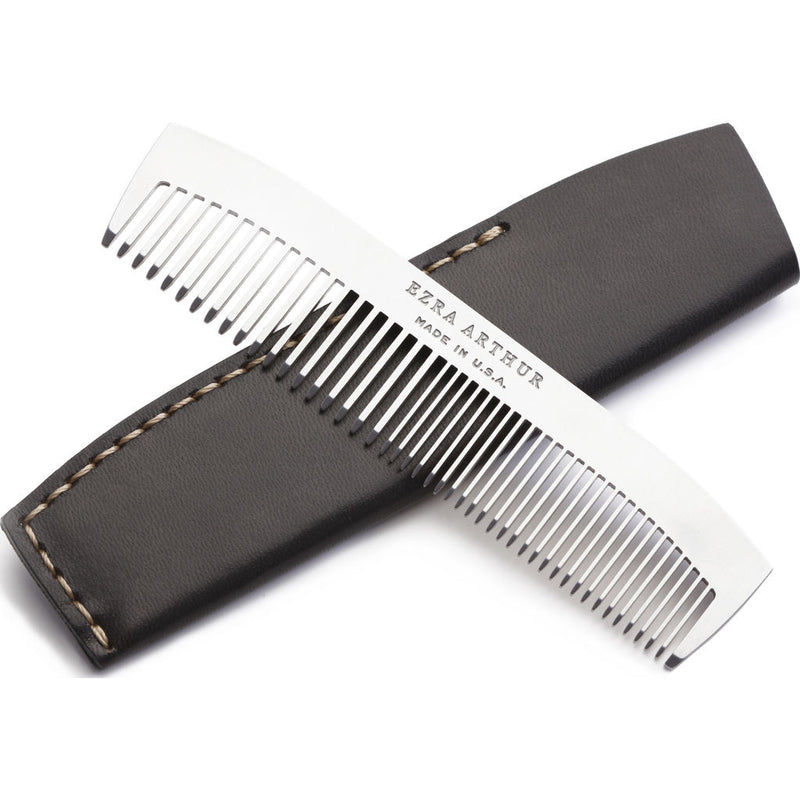 Ezra Arthur No.1827 Pocket Comb with Sleeve | Jet Top Stitch Pc1827Ss05