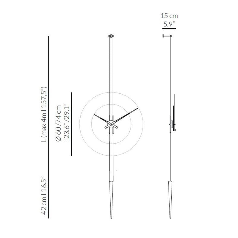 Nomon Pendulo T Wall Clock | Graphite Finished Brass/Walnut