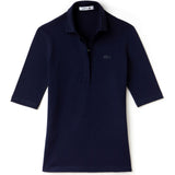 Lacoste Slim Fit Stretch Pique Women's 3/4 Sleeve Polo Shirt | Navy Blue