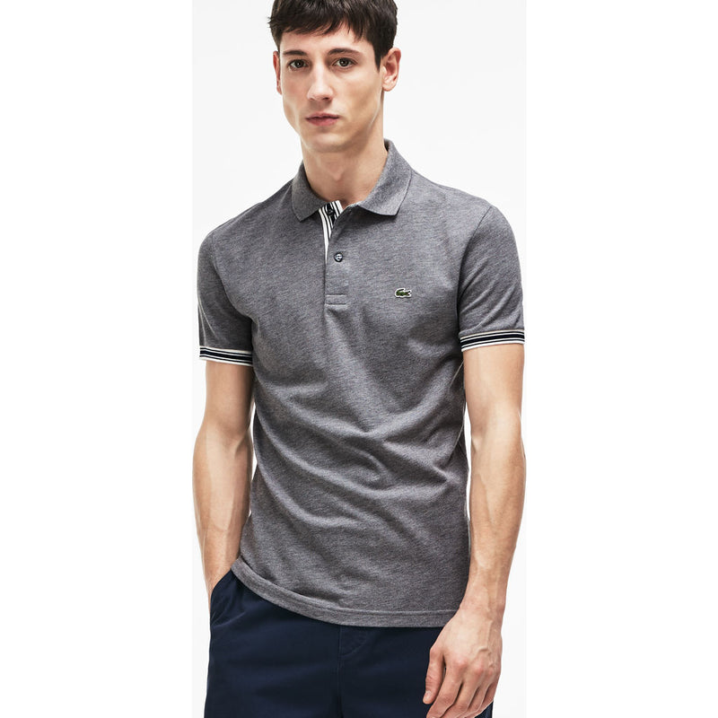 Lacoste Slim Fit Piped Sleeves Men's Polo Shirt in Galaxite Chine ...