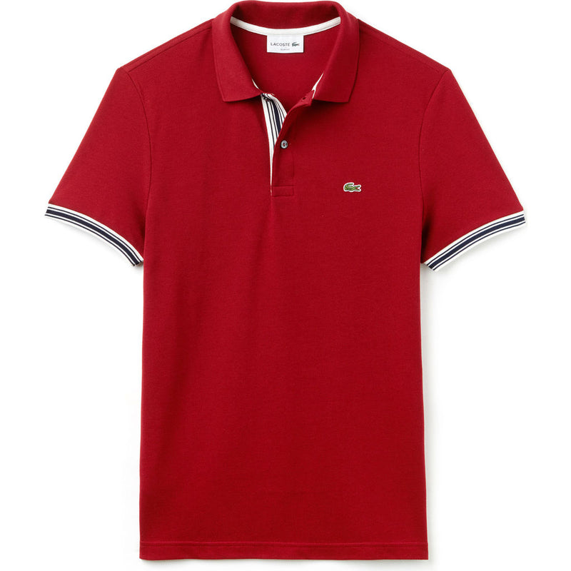 Lacoste Slim Fit Piped Sleeves Men's Polo Shirt in Autumnal Red – Sportique