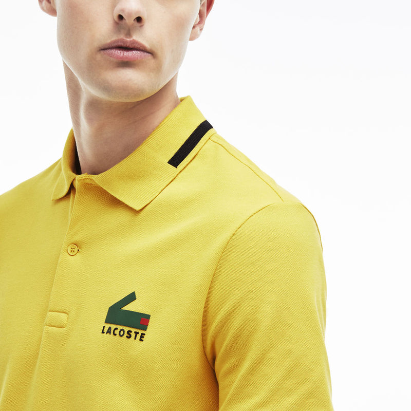 Lacoste Slim Fit Graphic Pique Men's Polo Shirt | Calcutta Yellow/Black
