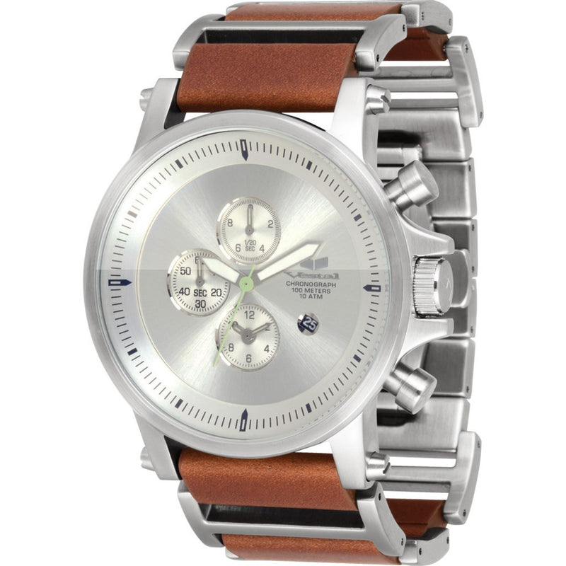 Vestal Plexi Leather Watch | Silver/Brown/Brushed PLE034