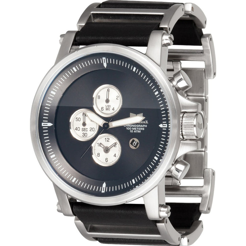 Vestal Plexi Leather Watch | Brushed Silver/Black/Black PLE036