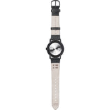squarestreet SQ38 Plano Matte Black Stainless Steel Watch | Eggshell White/Black Leather  SQ38 PS-16