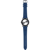 squarestreet SQ38 Plano Matte Black Stainless Steel Watch | Eggshell White/SWEDISH Blue Reindeer Leather  SQ38 PS-29
