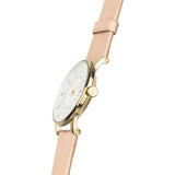 squarestreet SQ38 Plano Polished Gold Stainless Steel Watch | Eggshell White/SWEDISH Natural Reindeer Leather SQ38 PS-32