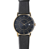 squarestreet SQ38 Plano Polished Gold Stainless Steel Watch | Black/SWEDISH Black Reindeer Leather  SQ38 PS-36