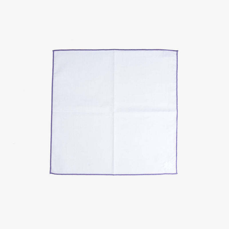 Hook & Albert Pocket Square | White Staple Lavender Trim PSWCS-LVND-OS