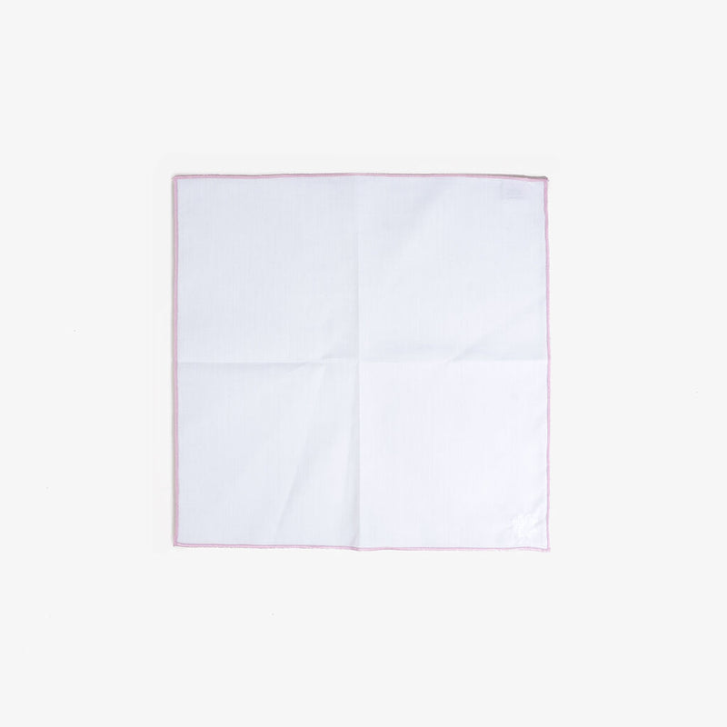 Hook & Albert Pocket Square | White Staple Pink Trim PSWCS-PNK-OS