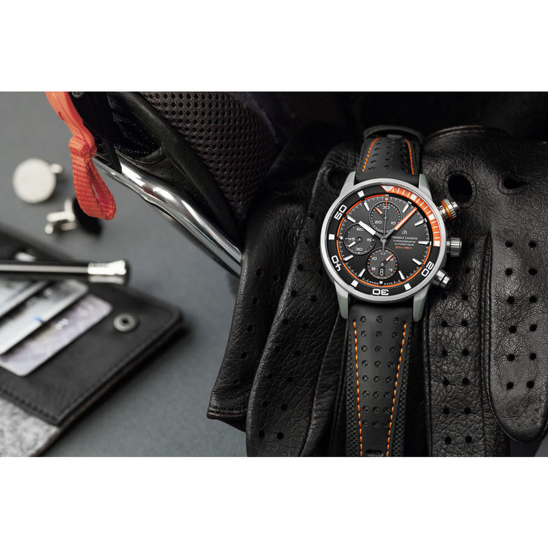 Maurice Lacroix Pontos S Extreme Diver Chronograph 43mm Watch | Orange/Black PT6028-ALB31-331-1