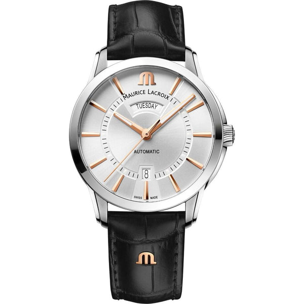 Maurice Lacroix Pontos Day/Date Watch | Black calf leather Strap