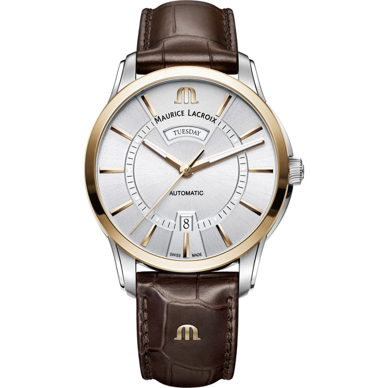 Maurice Lacroix Pontos Day Date 41mm Watch | Gold/ Brown Leather PT6358-PS101-130-1