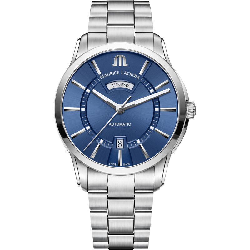 Maurice Lacroix Pontos Day Date 41mm Watch | Blue/Silver PT6358-SS002-430-1