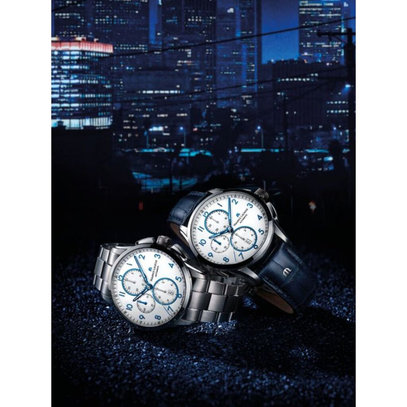 Maurice Lacroix Pontos Chronograph Watch 43mm | Blue Leather – Sportique | Schweizer Uhren