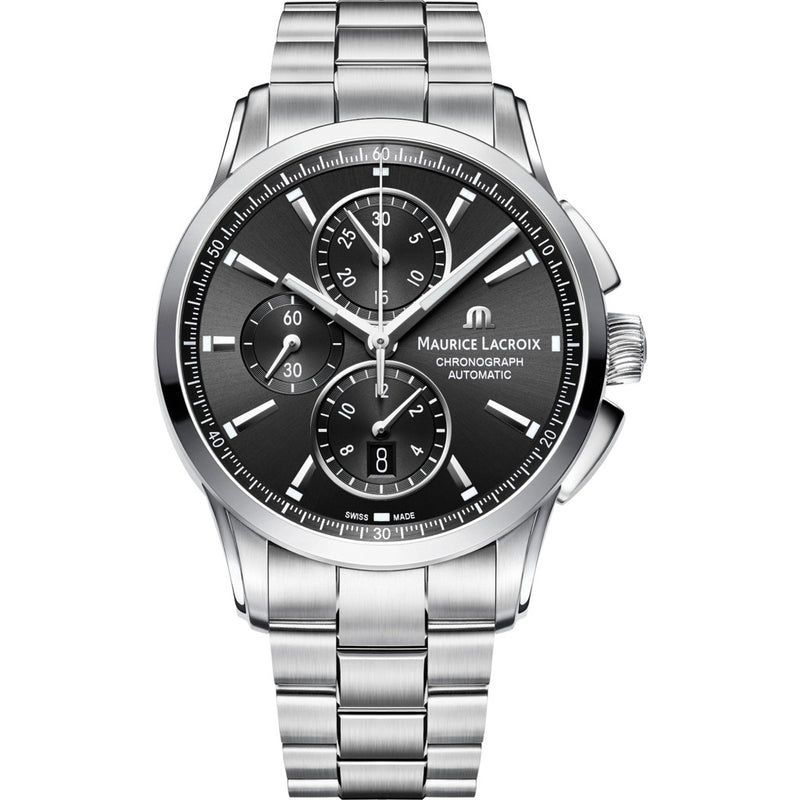 Maurice Lacroix Pontos Chronograph 43mm Watch | Black/Silver PT6388-SS002-330-1