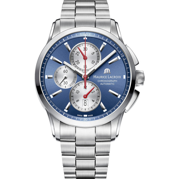 Maurice Lacroix Pontos Chronograph 43mm Watch | Blue/Silver PT6388-SS002-430-1