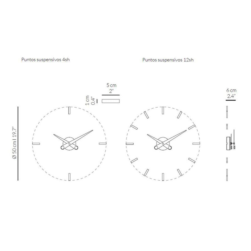 Nomon Puntos Suspensivos 12 Wall Clock | Steel/Chromed Brass