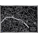 Faribault Paris Map Wool Throw | Black 17221 50x65