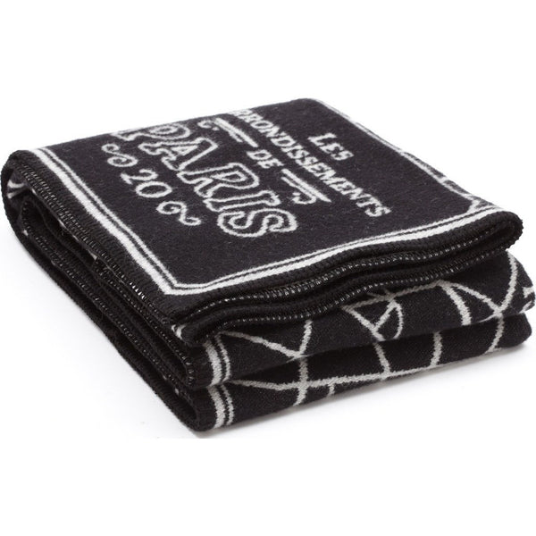Faribault Paris Map Wool Throw | Black 17221 50x65