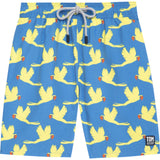 Tom & Teddy Men's Parrots Swim Trunk | Mid Blue & Yellow / 2XL