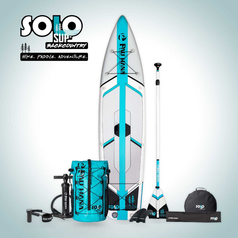 Pau Hana Backcountry Solo 10'10" Inflatable Paddle Board | White/Black/Teal