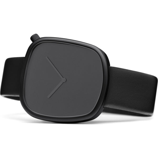 bulbul Pebble 01 Men's Watch | Black Steel on Black Italian Leather