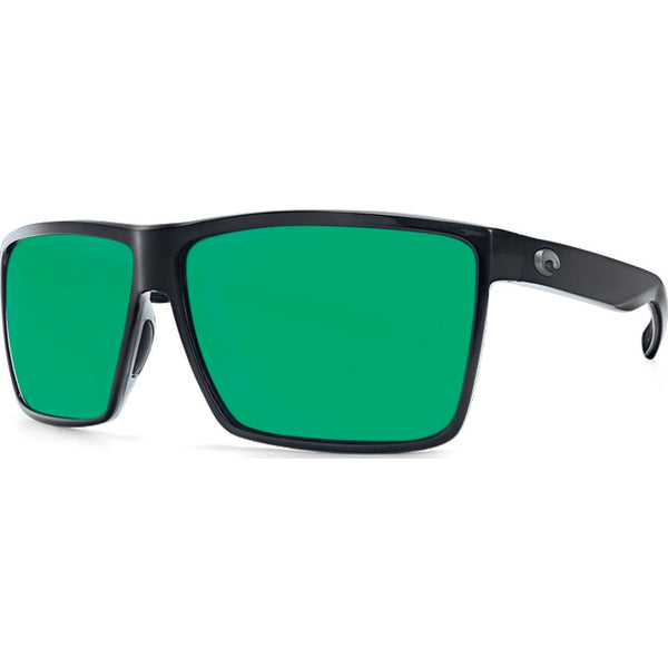 Costa Rincon Shiny Black Sunglasses | Green Mirror 580P