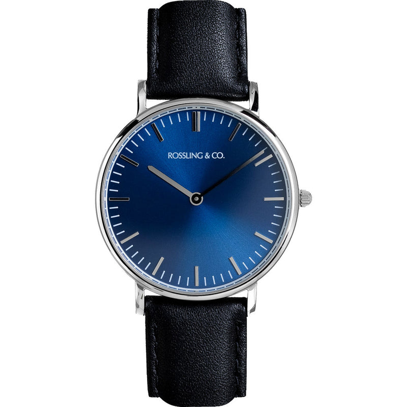 Rossling & Co. Classic 36mm Rogart Watch | Silver/Blue/Black- RO-005-001