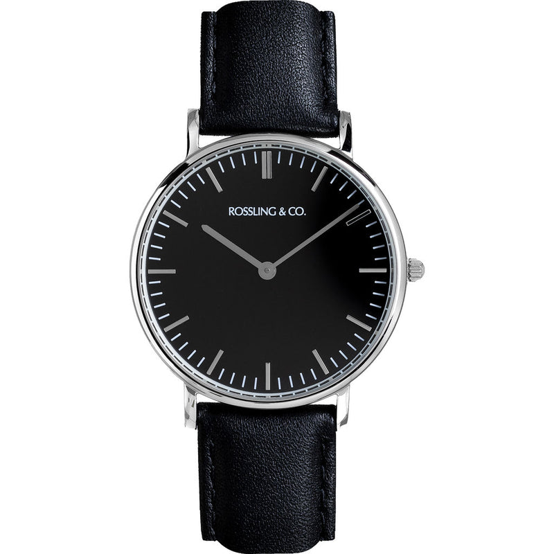 Rossling & Co. Classic 36mm Rogart Watch | Silver/Black/Black- RO-005-002
