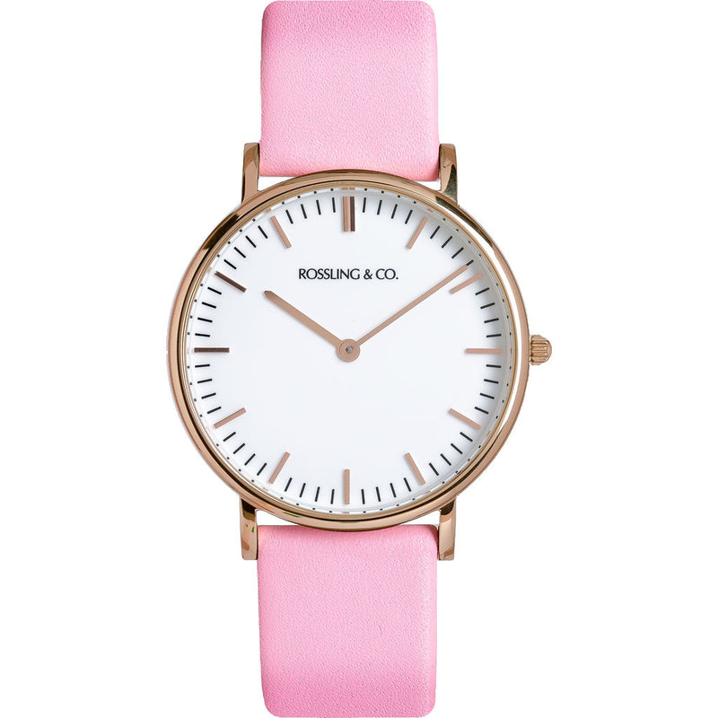Rossling & Co. Classic 36mm Rose Watch | Rose Gold/White/Pink- RO-005-007