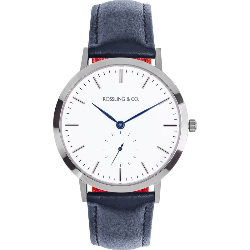 Rossling & Co. Modern 36mm Rogart Watch | Silver/White/Blue RO-003-003