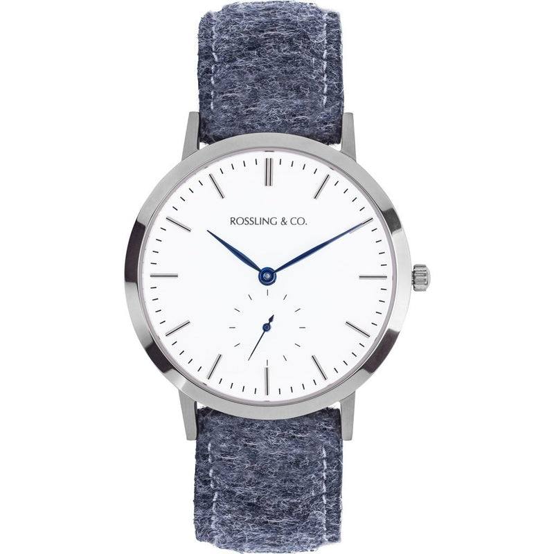 Rossling & Co. Modern 36mm Glencoe Watch | Silver/White/Blue RO-003-017