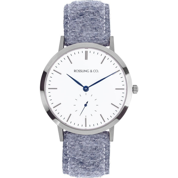 Rossling & Co. Modern 36mm Stirling Watch | Silver/White/Blue RO-003-018