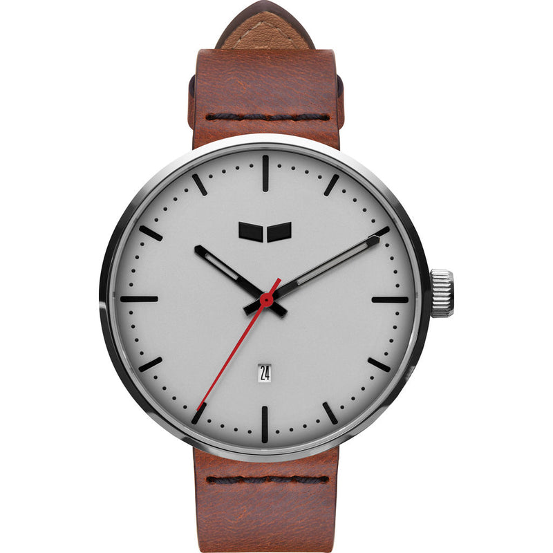 Vestal Roosevelt Italian Leather Watch | Cordovan/Silver/White