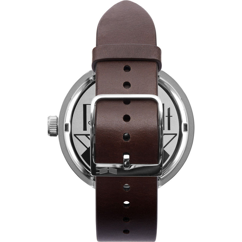 Vestal Roosevelt Italian Leather Watch | Dark Brown/Silver/White