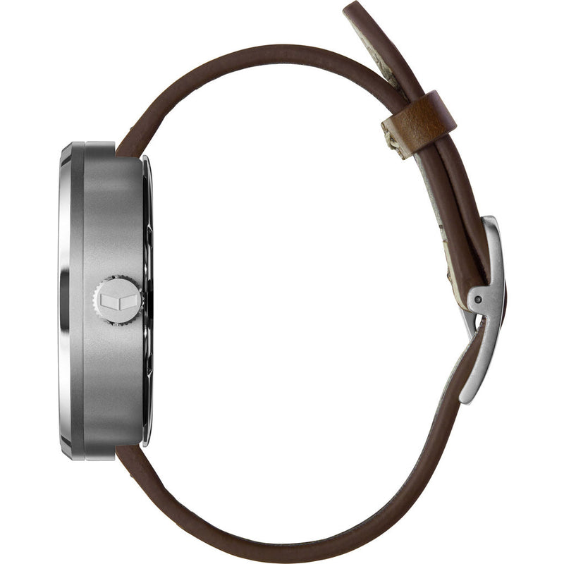 Vestal Roosevelt Italian Leather Watch | Dark Brown/Silver/White