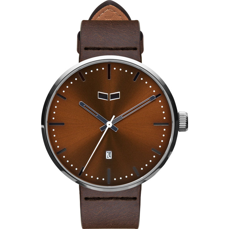 Vestal Roosevelt Italian Leather Watch | Dark Brown/Silver/Brown