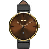 Vestal Roosevelt Italian Leather Watch | Black/Gold/Brown